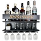 Barzinho de Parede - Bar Suporte Bebidas Suspenso - Decoração Sala Casa Área de Festas Modelos:Botecoterapia Cor Preta Barzinho de Parede - Bar Suporte Bebidas Suspenso - Decoração Sala Casa Área de Festas Modelos:Botecoterapia Cor Preta