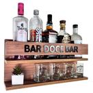 Barzinho de Parede para Bebidas e Copos frase Bar Doce Bar 54 x26 cor Amadeirado