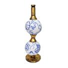 Base Abajur de Mesa Bola Floral Azul Zanata s/ cúpula