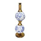 Base Abajur Mesa Bola Floral Azul Zanata s/ cúpula Zanatta