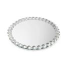 Base Bandeja de Vidro Redonda Espelhada com Cristal 15cm
