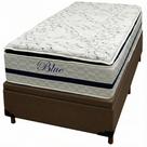 Base Baú em material sintético com Colchão Blue Solteiro Molas Pocket e Pillow Top 69x188x88cm Paropas Cor Marrom