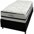 Base Baú em material sintético com Colchão Blue Solteiro Molas Pocket e Pillow Top 69x188x88cm Paropas Cor Preto