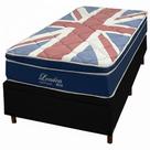 Base Baú em material sintético com Colchão London Solteiro com Molas Superlastic 63x188x88cm Anjos Cor Preto