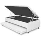 Base Baú Solteiro com Auxiliar material sintético 43x188x88 Universal Cor Branco