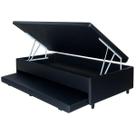 Base Baú Solteiro com Auxiliar material sintético 43x188x88 Universal Cor Preto