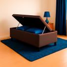 Base Baú Solteiro Suede Marrom PoliConfort 88x188x39