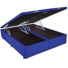 Base Bipartida Baú Casal em Suede 41x188x138 Universal Blindado Cor Azul