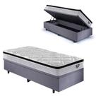 Base Box Baú 88x188 Suede Cinza com Colchão Cama inHouse