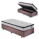 Base Box Baú 88x188 Suede Marrom com Colchão Cama inHouse