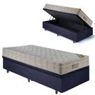 Base Box Baú 88x188 Suede Preto com Colchão Airtech Ortobom Molas Ensacadas