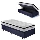 Base Box Baú 88x188 Suede Preto com Colchão Cama inHouse