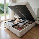 Base Box Baú BG Queen 158x198 cinza com pistão a gás material sintético ou suede