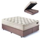 Base Box Baú Bipartido Casal 138x188 Suede Marrom com Colchão Audaz Molas Ensacadas