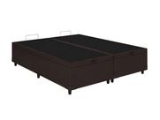 Base Box Baú Bipartido Casal Blindado material sintético Linhão Café 36X138X188 AN