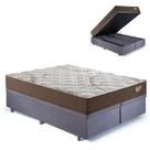 Base Box Baú Bipartido King 193x203 Suede Cinza com Colchão Relax Adorabile Molas Ensacadas