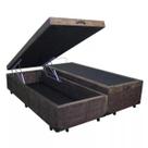 Base Box Baú Blindado King Bipartido AColchoes Suede Marrom 41x193x203