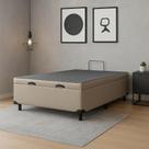 Base Box Baú Casal material sintético Bege 138x188x35