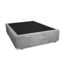 Base Box Baú Casal Suede Cinza - 39x138x188