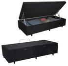 Base Box Baú Casal Suede Preto (42x138x188) Base Box Baú Casal Suede Preto (42x138x188)