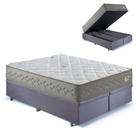 Base Box Baú King 193x203 Suede Cinza e Colchão New4Estações Base Box Baú King 193x203 Suede Cinza e Colchão New4Estações