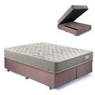 Base Box Baú King 193x203 Suede Marrom com Colchão Ecoline D40 Espuma