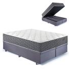 Base Box Baú King Bipartido 193x203 Suede Cinza com Colchão Relax Fresh Molas Ensacadas