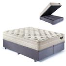 Base Box Baú Queen 158x198 Suede Cinza com Colchão Audaz Molas Ensacadas