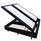 Base Box Baú Queen Bipartido A colchões Poliéster Preto 41x158x198