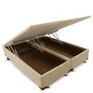 Base Box Baú Queen Bipartido Bege sintético 27cmx158cmx198cm