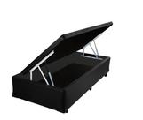 Base Box Baú Solteirão A colchões Sintético Preto 49x96x203