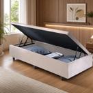 Base Box Baú Solteiro 88x188x42cm Suede Bege Base Box Baú Solteiro 88x188x42cm Suede Bege