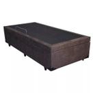Base Box Baú Solteiro Khouse Suede Marrom 40x78x188