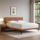 Base Box Cama Japonesa Toquio Casal com Cabeceira Almofada Linho Telha