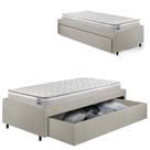 Base Box Cama Solteirão Sapateira material sintético Linho Areia e Colchão Hanover Inducol 96x203 Base Box Cama Solteirão Sapateira material sintético Linho Areia e Colchão Hanover Inducol 96x203