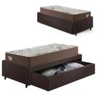 Base Box Cama Solteirão Sapateira material sintético Linho Marrom e Colchão Relax Adorabile Ecoflex 96x203