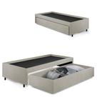 Base Box Cama Solteiro com Gaveta Sapateira 88x188cm Revestimento Sintético Areia