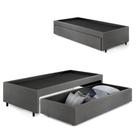 Base Box Cama Solteiro com Gaveta Sapateira 88x188cm Revestimento Sintético Cinza