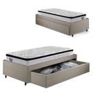 Base Box Cama Solteiro Sapateira Linho Bege e Colchão Cama inHouse Ecoflex 88x188
