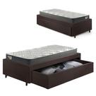Base Box Cama Viúva Sapateira material sintético Linho Marrom e Colchão Adapto Ecoflex 120x203