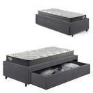 Base Box Cama Viúva Sapateira Suede Cinza e Colchão Adapto Ecoflex 120x203