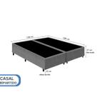 Base Box Casal Bipartida Blindado 138x188x40 em Suede Preto ou Cinza Praticidade no Transporte e Maior Reforço Estrutural