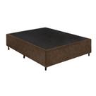 Base Box Casal - Suede Aveludado Cinza 138x188cm com Rodízios Madeira Eucalipto - FJR Estofados