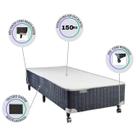 Base Box Castor Silver Star Suede Cinza Solteiro 88x188 - Resistente até 150kg - Fino Acabamento