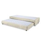 Base Box com Cama Auxiliar Solteiro 88x188x32 Bibox Sommier Spring Orthocrin Bege Pés de Madeira