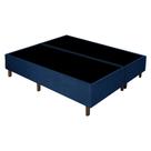 Base Box Queen Bipartido Suede Azul 38x158x198