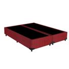Base Box Queen Bipartido Vermelho Suede 38x158x198