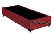Base Box Solteiro Blindado Suede Vermelho