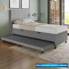 Base Cama Baú Solteiro com Cama Auxiliar c/colchão conjugado Linho - SkyBox