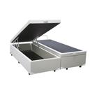 Base Cama Box Baú Bipartido Casal material sintético Branco 43x138x188